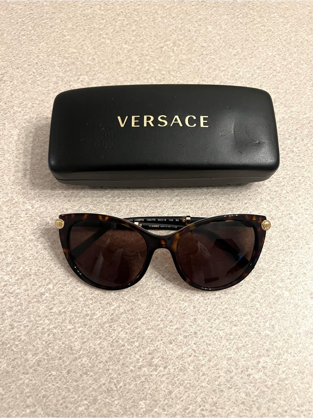 Authentic Versace VE4364Q Women Cat Eye Sunglasses Havana Brown 108/73 w/Case